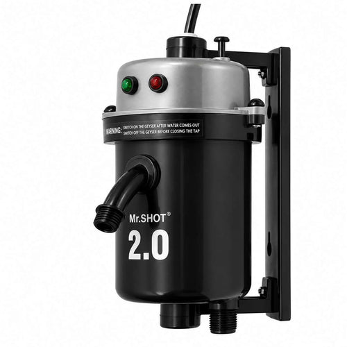 Mr.SHOT® 2.0 Walker | India's 1st Dual Thermostat Screwless Instant Water Heater | Metallic Grey
