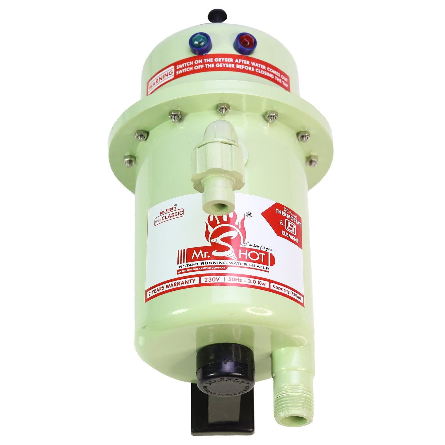 Mr.SHOT® Classic | Premium 3000W instant water heater with durable ABS body | Green