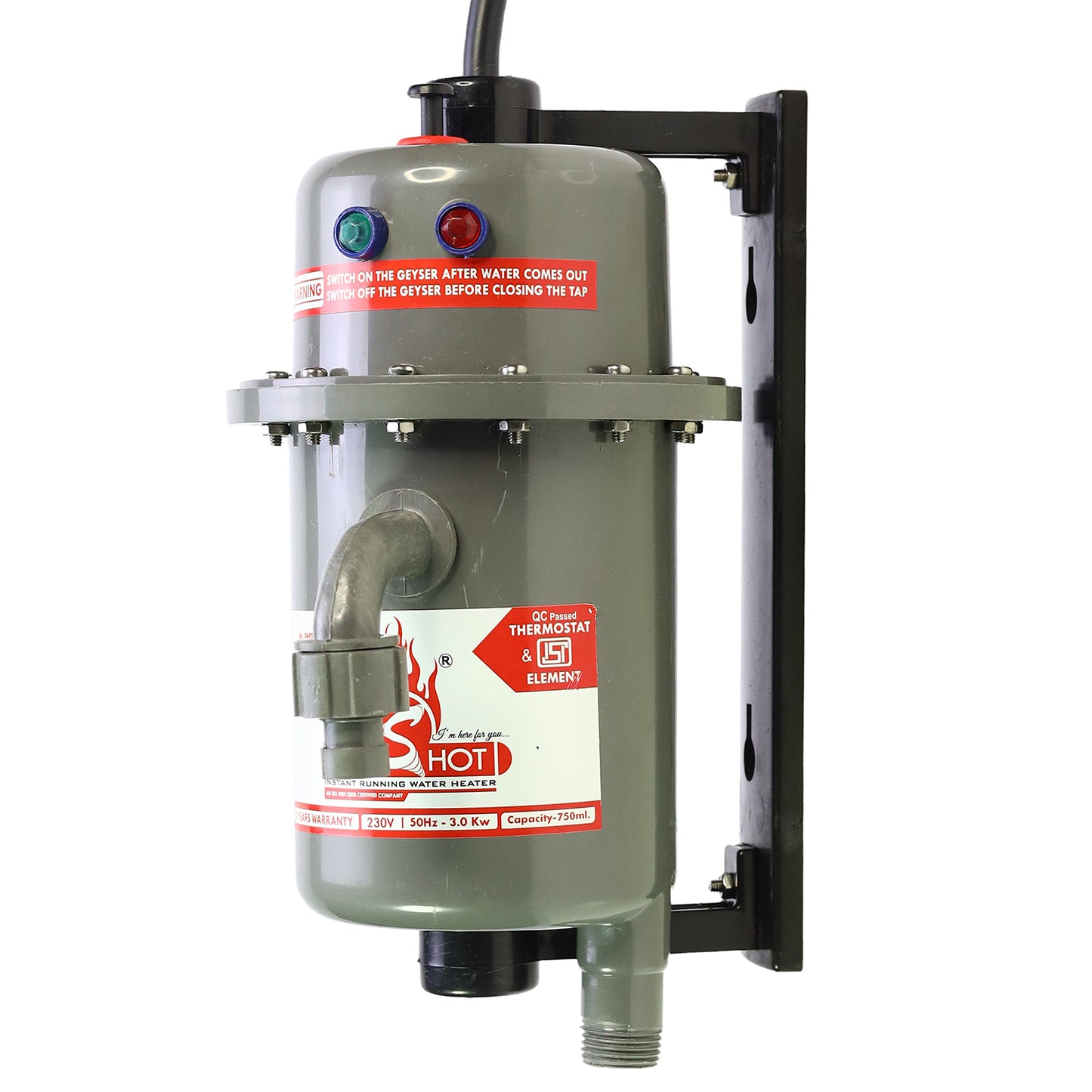 Mr.SHOT® Classic | Premium 3000W instant water heater with durable ABS body | Grey