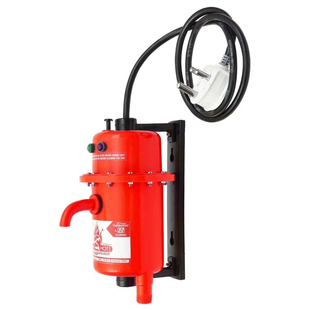 Mr.SHOT® Economy | 2800W instant water heater with 180° rotatable back stand for flexible installation | Red