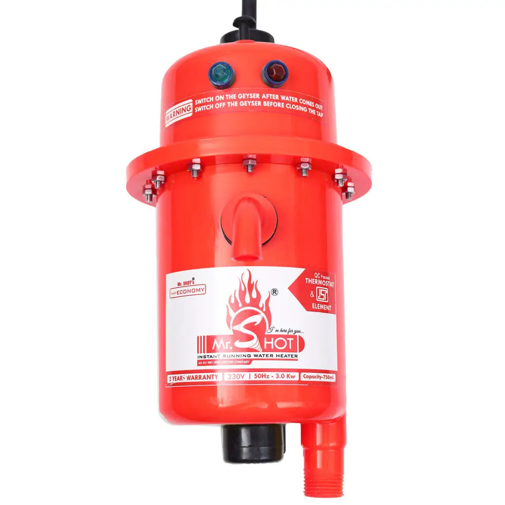 Mr.SHOT® Economy | 2800W instant water heater with 180° rotatable back stand for flexible installation | Red