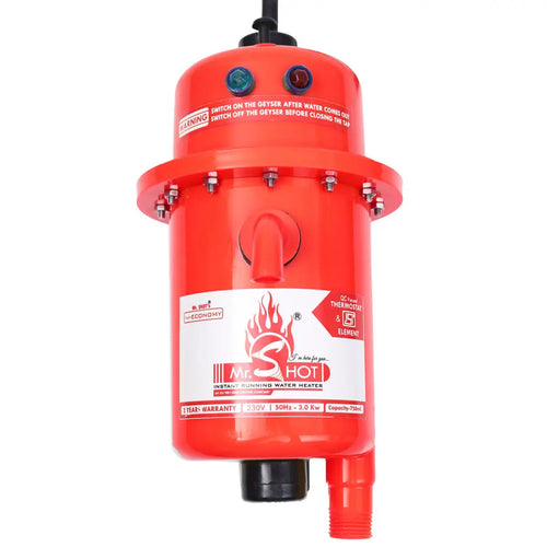 Mr.SHOT® Economy | 2800W instant water heater with 180° rotatable back stand for flexible installation | Red