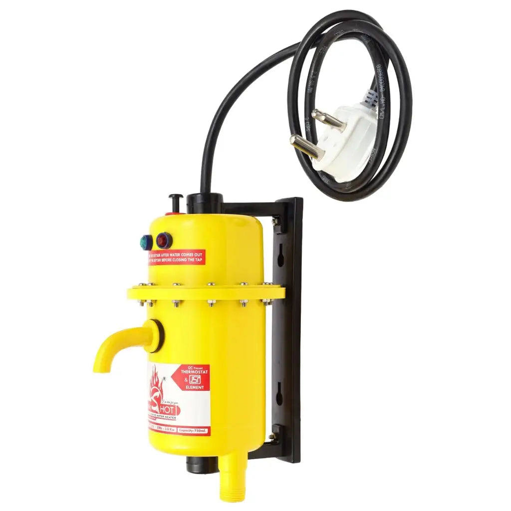 Mr.SHOT® Economy | 2800W instant water heater with 180° rotatable back stand for flexible installation | Yellow