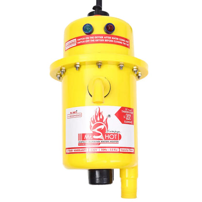 Mr.SHOT® Economy | 2800W instant water heater with 180° rotatable back stand for flexible installation | Yellow