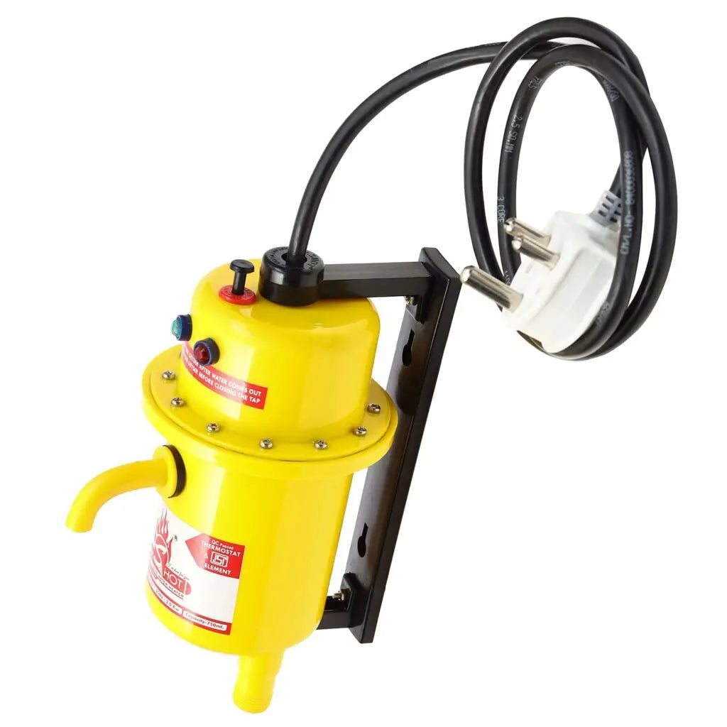 Mr.SHOT® Economy | 2800W instant water heater with 180° rotatable back stand for flexible installation | Yellow