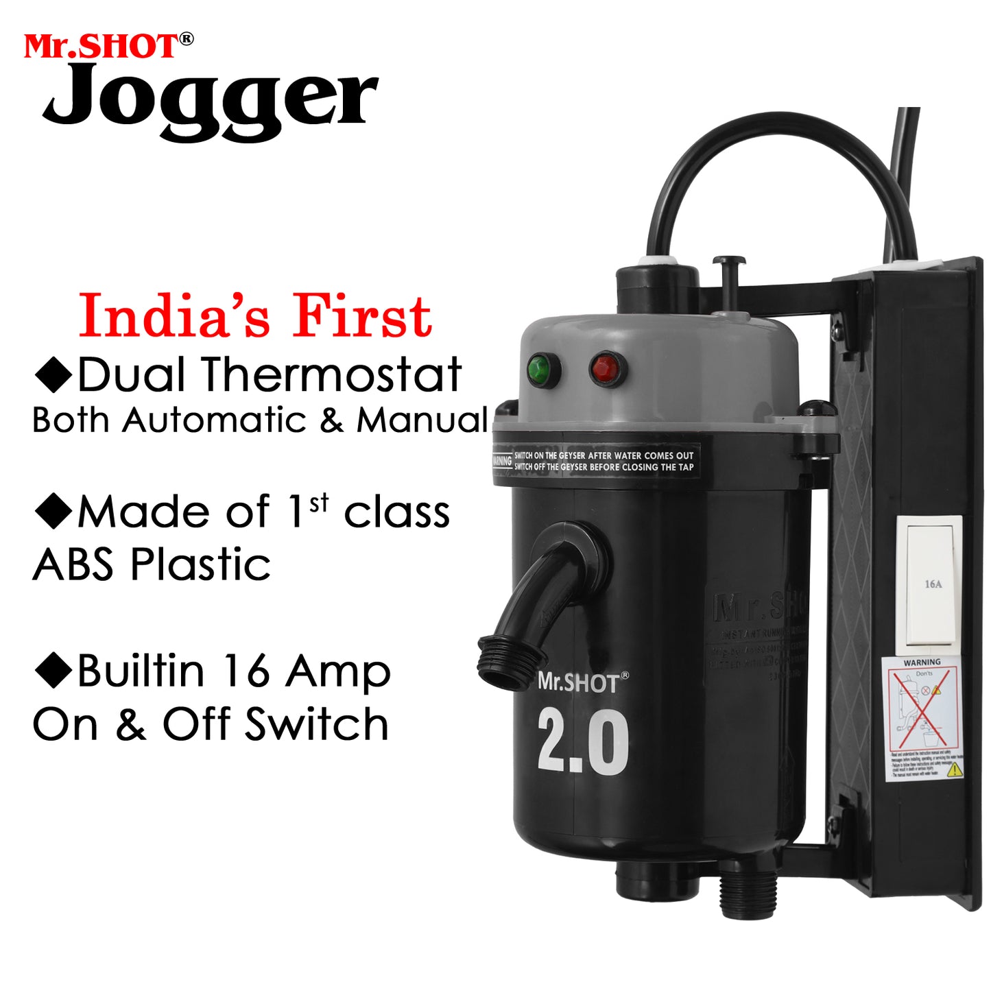 Mr.SHOT® 2.0 Jogger | Dual Thermostat model with built-in ON/OFF switch | DARK GREY