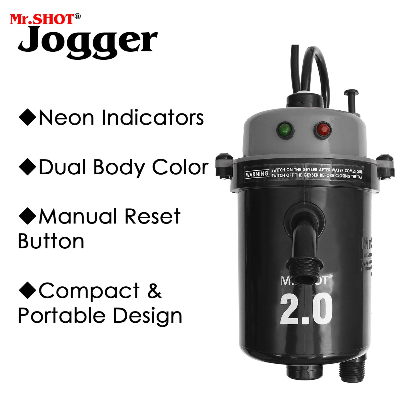 Mr.SHOT® 2.0 Jogger | Dual Thermostat model with built-in ON/OFF switch | DARK GREY