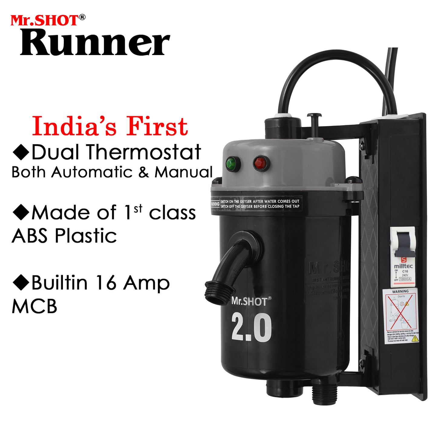 Mr.SHOT® 2.0 Runner | Dual Thermostat model with built-in MCB | DARK GREY