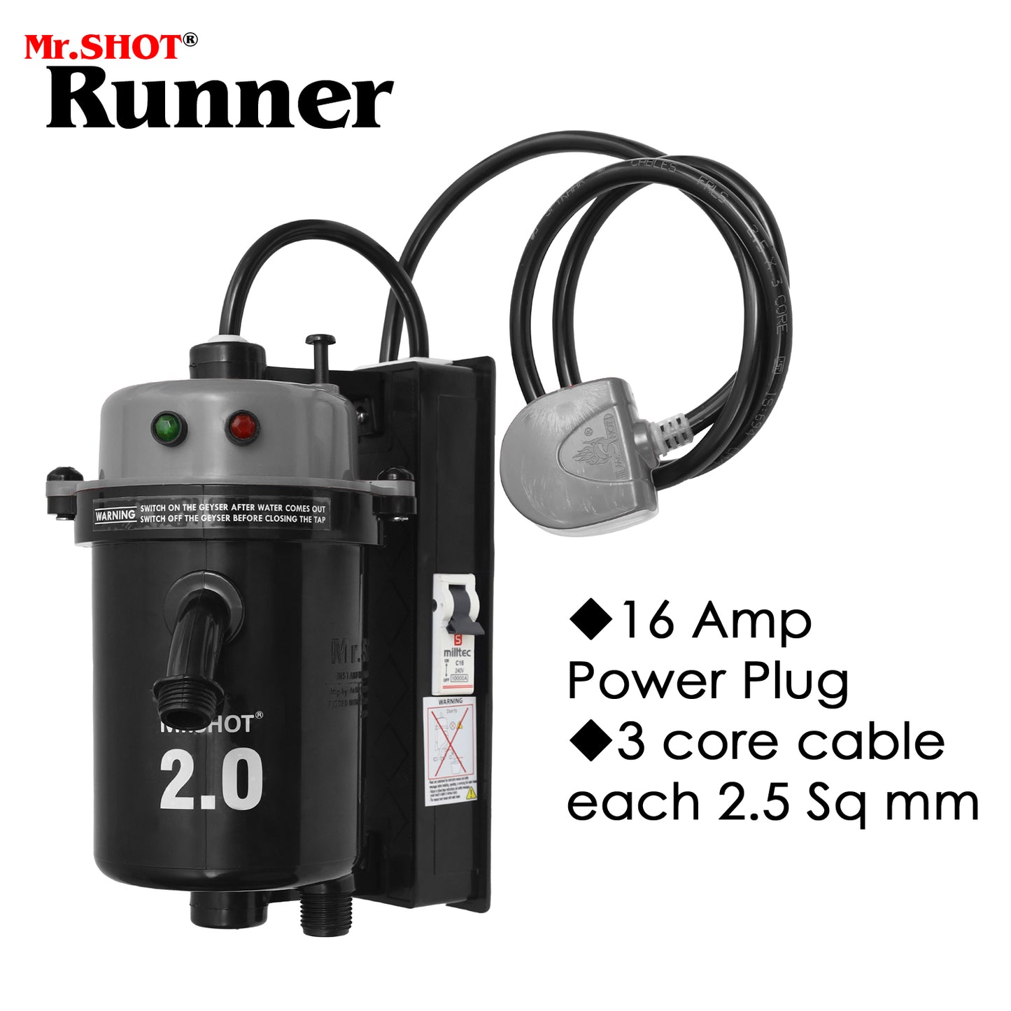 Mr.SHOT® 2.0 Runner | Dual Thermostat model with built-in MCB | DARK GREY