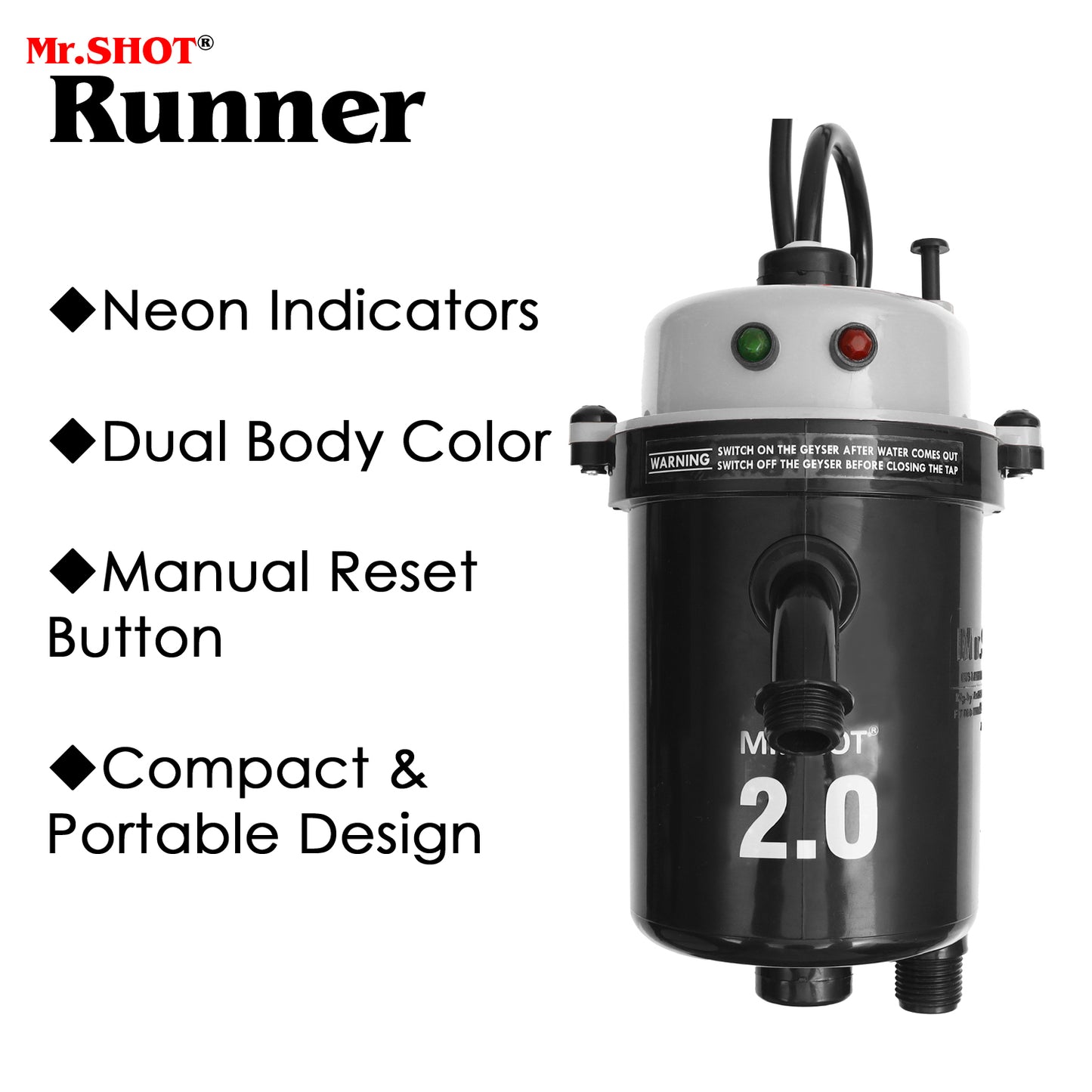 Mr.SHOT® 2.0 Runner | Dual Thermostat model with built-in MCB | METALLIC GREY