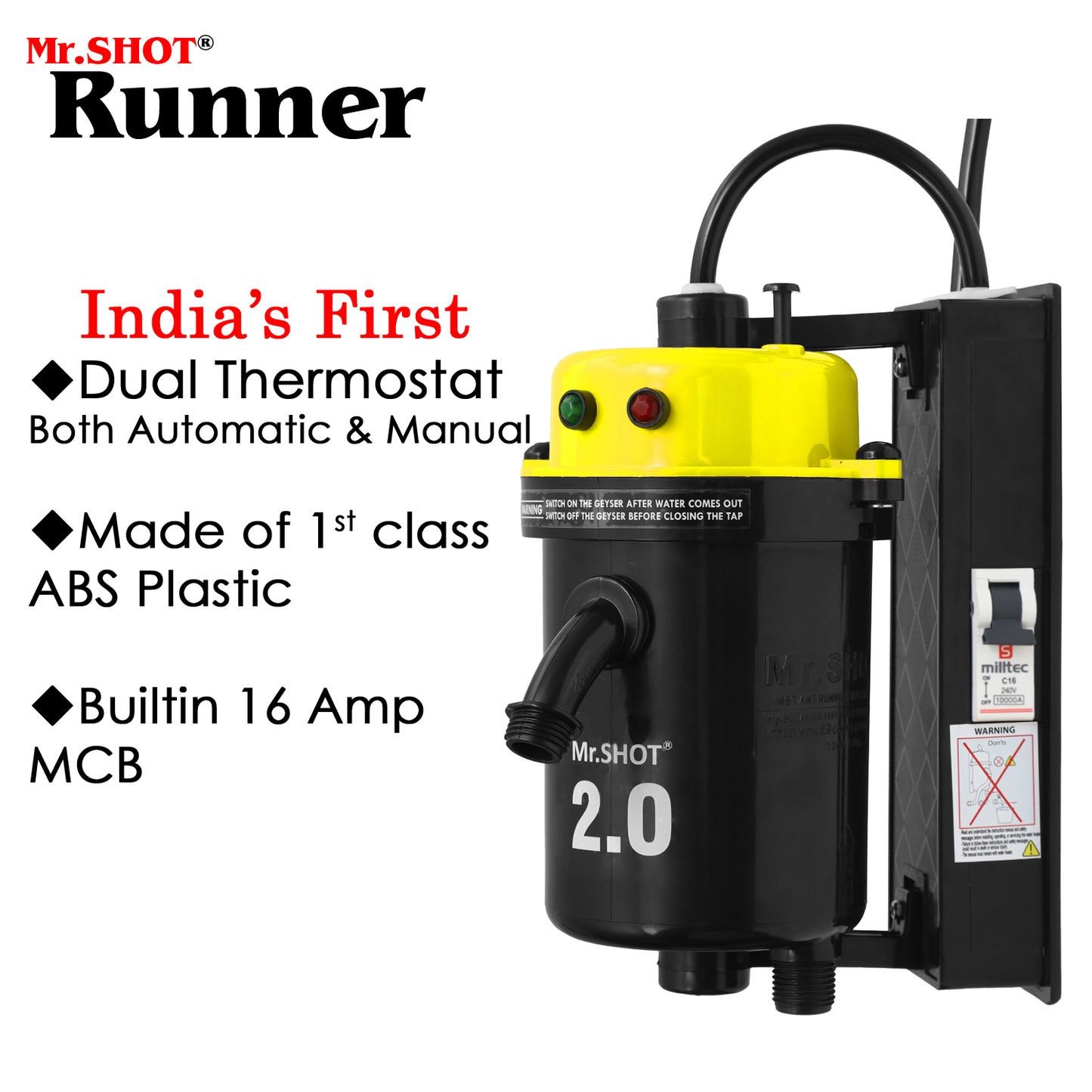 Mr.SHOT® 2.0 Runner | Dual Thermostat model with built-in MCB | YELLOW