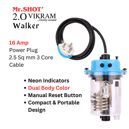 Mr.SHOT® Vikram Walker | Transparent instant water heater with engineering-grade polycarbonate body | BLUE