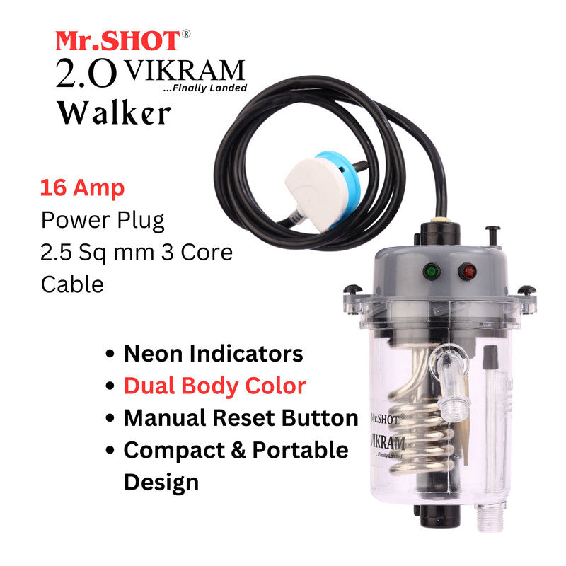 Mr.SHOT® Vikram Walker | Transparent instant water heater with engineering-grade polycarbonate body | DARK GREY