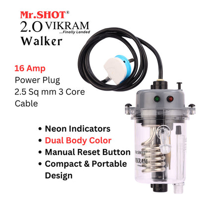 Mr.SHOT® Vikram Walker | Transparent instant water heater with engineering-grade polycarbonate body | DARK GREY