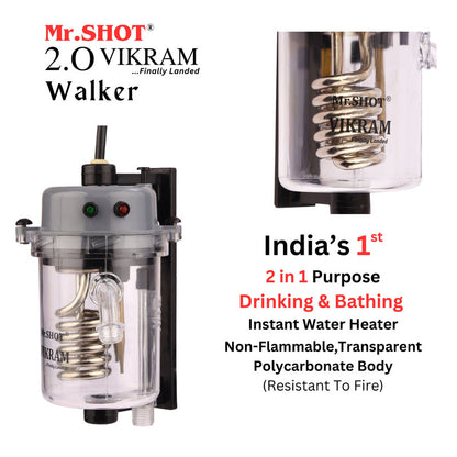 Mr.SHOT® Vikram Walker | Transparent instant water heater with engineering-grade polycarbonate body | DARK GREY