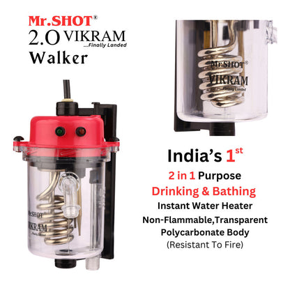Mr.SHOT® Vikram Walker | Transparent instant water heater with engineering-grade polycarbonate body | DARK PINK