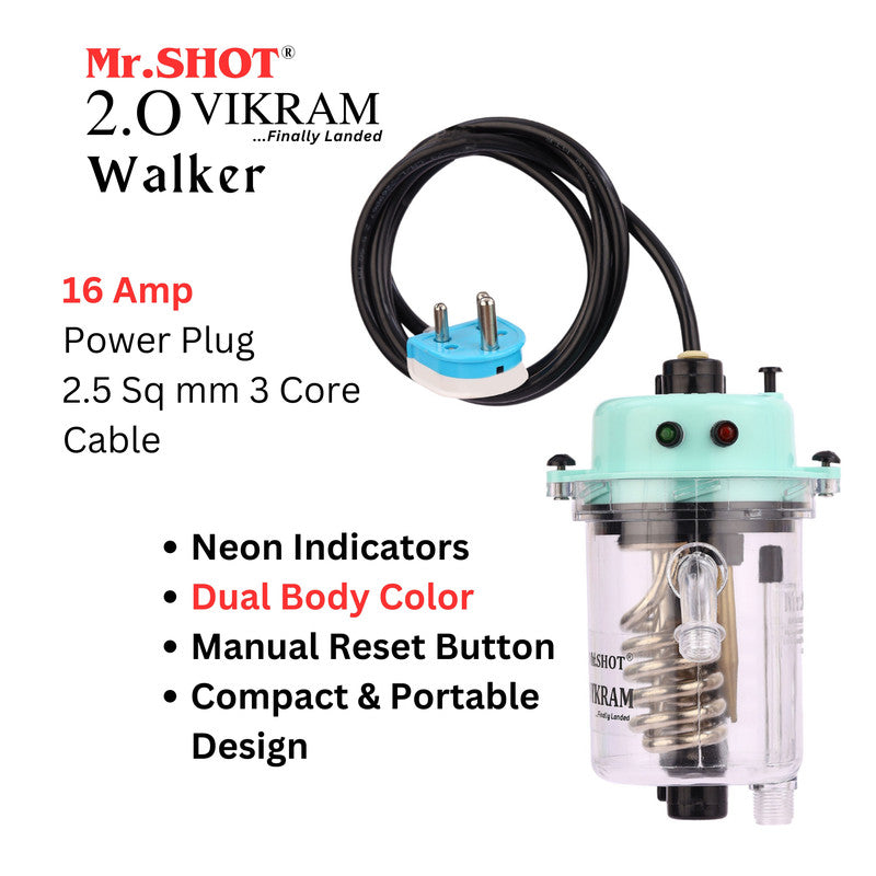 Mr.SHOT® Vikram Walker | Transparent instant water heater with engineering-grade polycarbonate body | GREEN