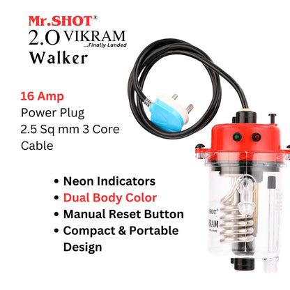 Mr.SHOT® Vikram Walker | Transparent instant water heater with engineering-grade polycarbonate body | RED