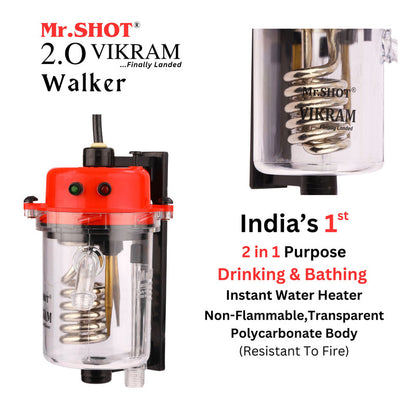 Mr.SHOT® Vikram Walker | Transparent instant water heater with engineering-grade polycarbonate body | RED