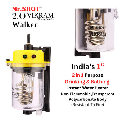 Mr.SHOT® Vikram Walker | Transparent instant water heater with engineering-grade polycarbonate body | YELLOW