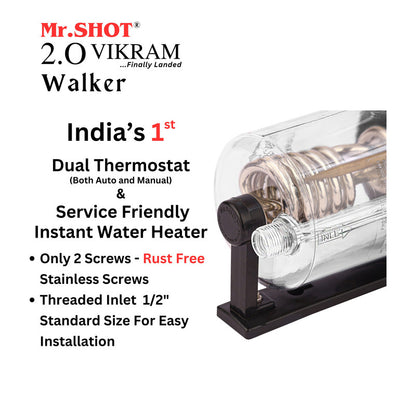 Mr.SHOT® Vikram Walker | Transparent instant water heater with engineering-grade polycarbonate body | BLUE