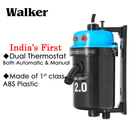 Mr.SHOT® 2.0 Walker | India's 1st Dual Thermostat Screwless Instant Water Heater | Blue
