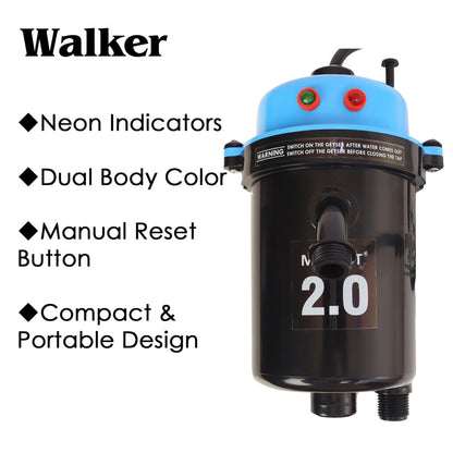 Mr.SHOT® 2.0 Walker | India's 1st Dual Thermostat Screwless Instant Water Heater | Blue