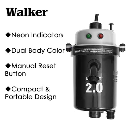 Mr.SHOT® 2.0 Walker | India's 1st Dual Thermostat Screwless Instant Water Heater | Metallic Grey