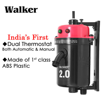 Mr.SHOT® 2.0 Walker | India's 1st Dual Thermostat Screwless Instant Water Heater | Dark Pink