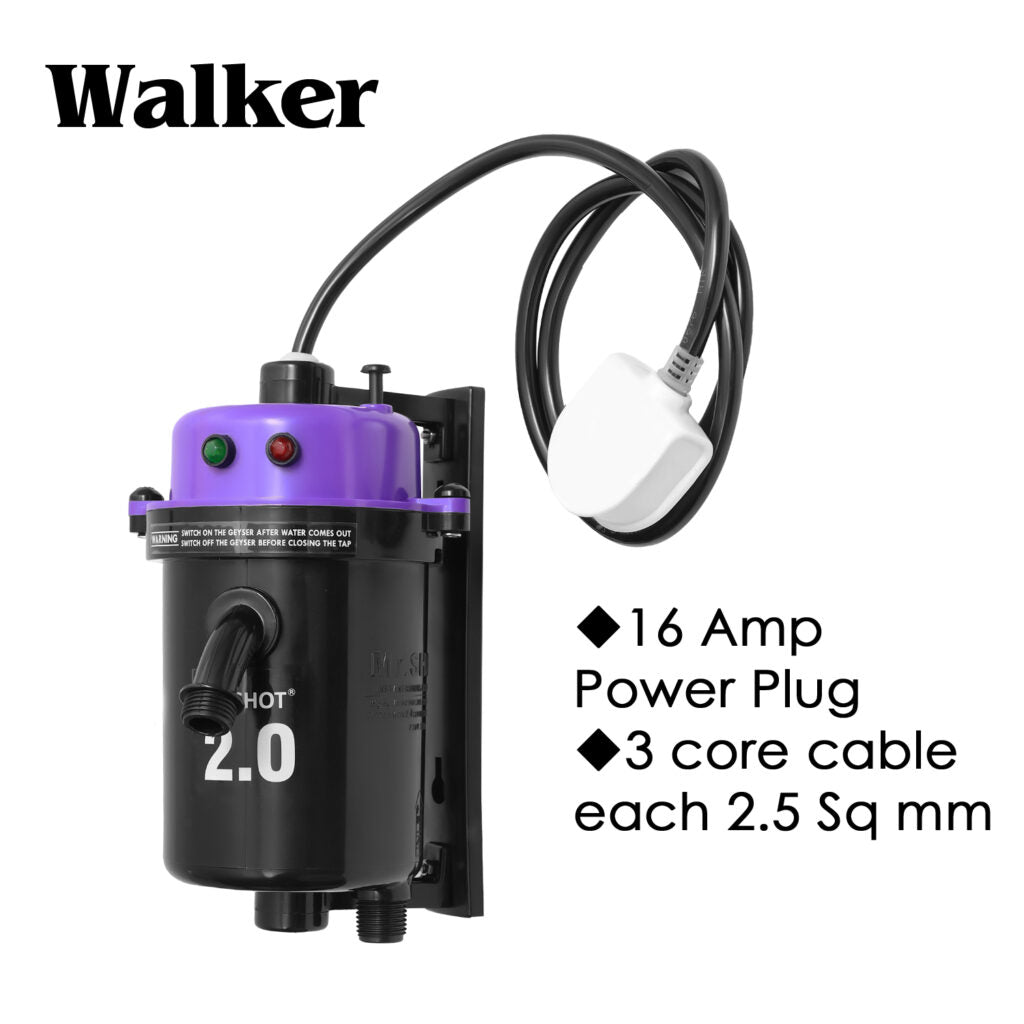 Mr.SHOT® 2.0 Walker | India's 1st Dual Thermostat Screwless Instant Water Heater | Violet