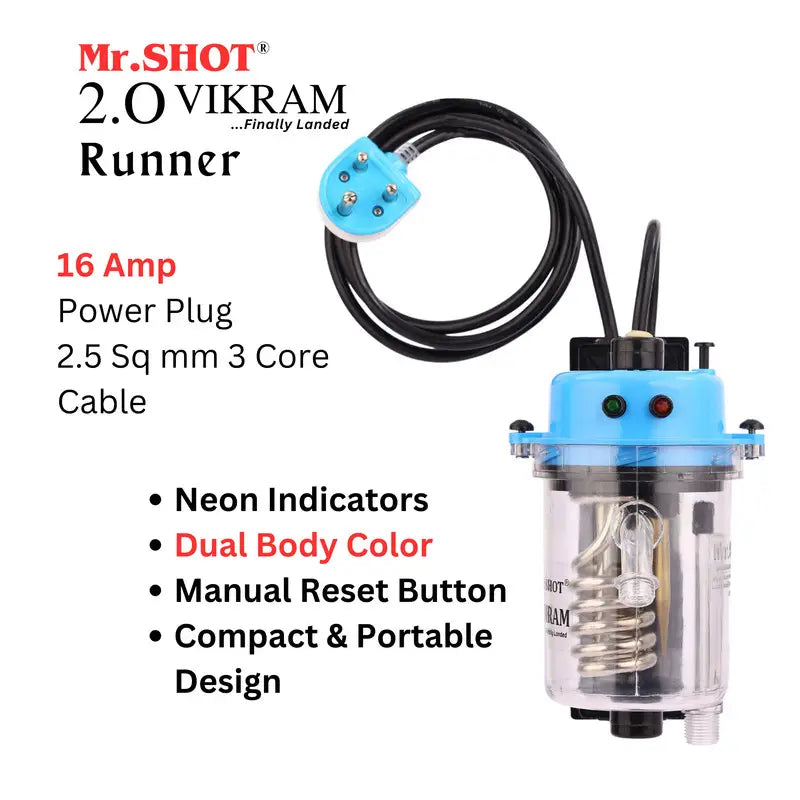 Mr.SHOT® Vikram Runner | Transparent model with built-in MCB | BLUE
