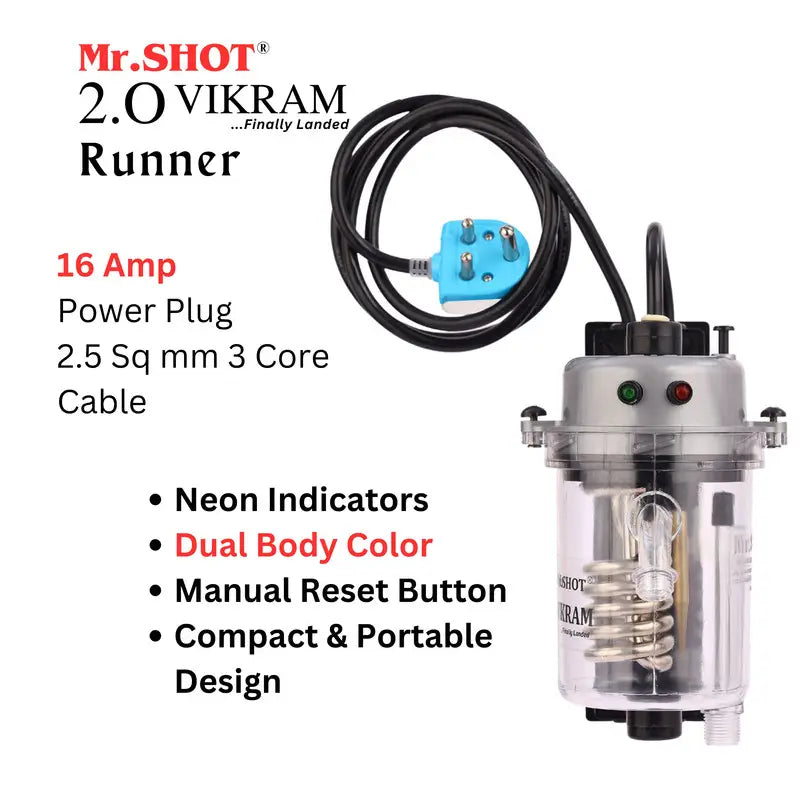 Mr.SHOT® Vikram Runner | Transparent model with built-in MCB | METALLIC GREY