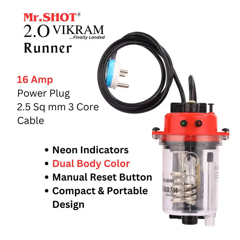Mr.SHOT® Vikram Runner | Transparent model with built-in MCB | RED