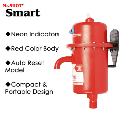 Mr.SHOT® Smart | Compact 2800W instant water heater with stainless steel heating coil for everyday use | Red