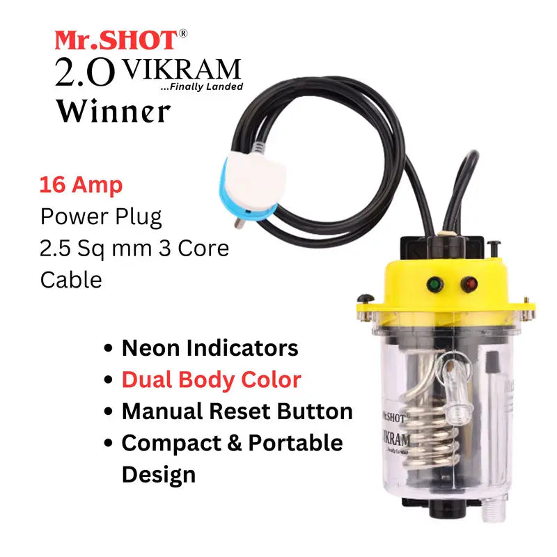 Mr.SHOT® Vikram Winner | Transparent flagship model with ON/OFF switch and MCB | YELLOW