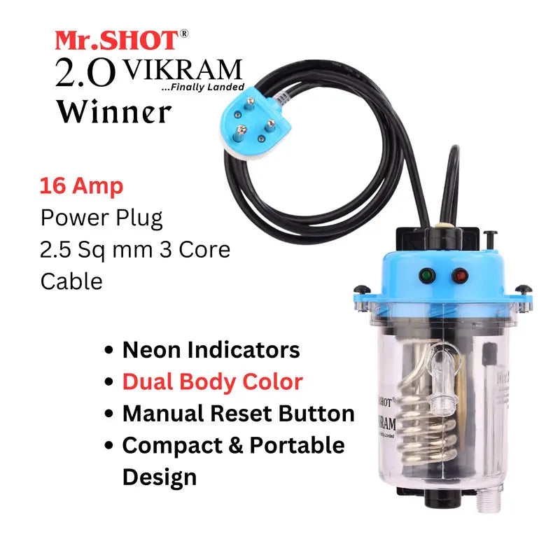 Mr.SHOT® Vikram Winner | Transparent flagship model with ON/OFF switch and MCB | BLUE