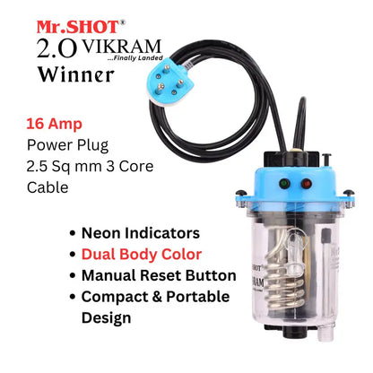 Mr.SHOT® Vikram Winner | Transparent flagship model with ON/OFF switch and MCB | BLUE