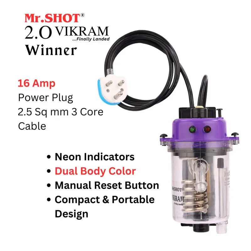 Mr.SHOT® Vikram Winner | Transparent flagship model with ON/OFF switch and MCB | VOILET