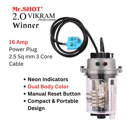 Mr.SHOT® Vikram Winner | Transparent flagship model with ON/OFF switch and MCB | METALLIC GREY